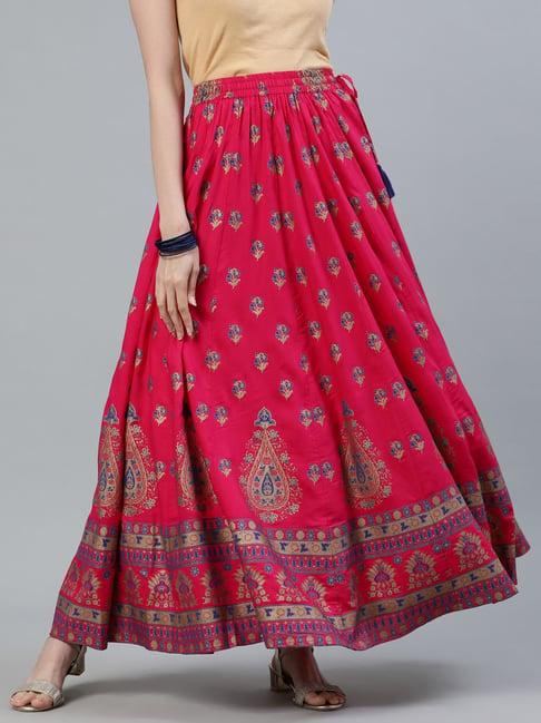 jaipur kurti pink printed skirt