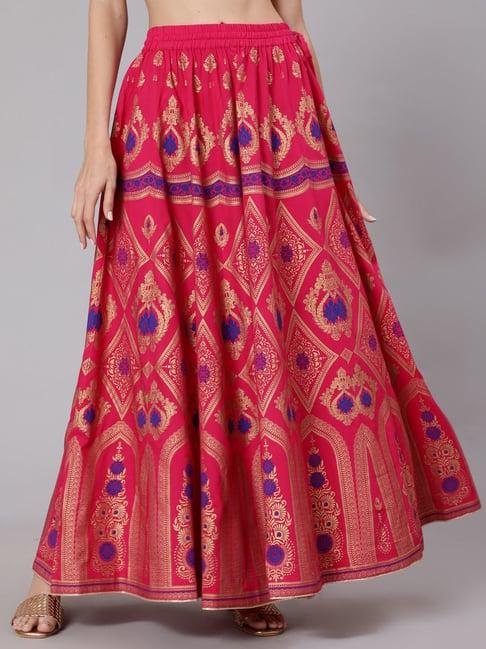 jaipur kurti pink printed skirt