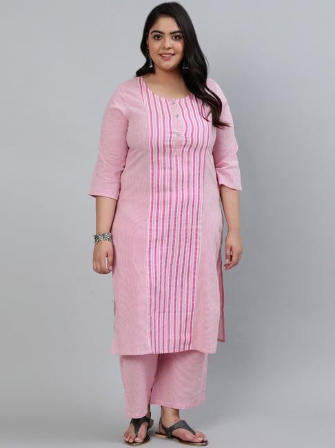 jaipur kurti pink striped kurta palazzo set