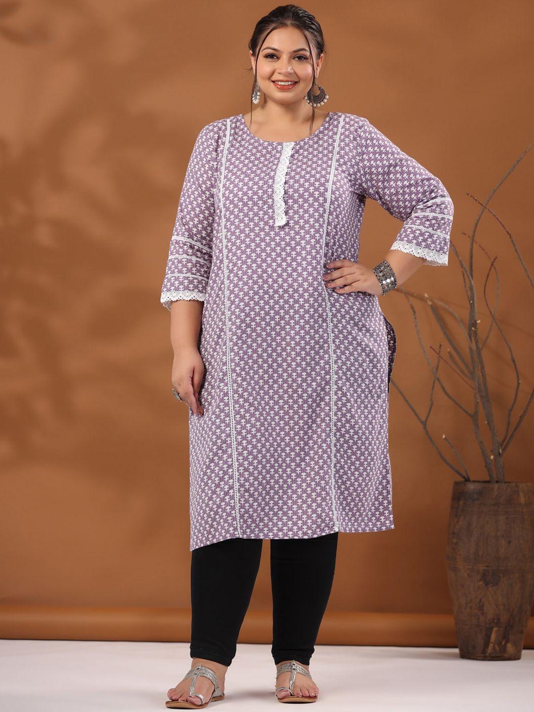 jaipur kurti plus size ethnic motifs printed pure cotton kurta