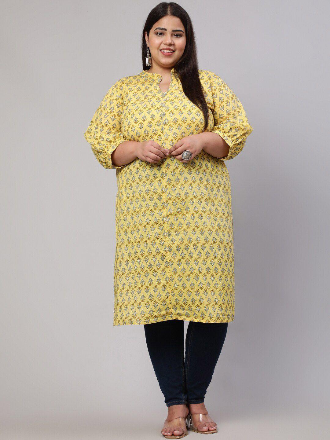 jaipur kurti plus size ethnic motifs printed regular cotton kurta