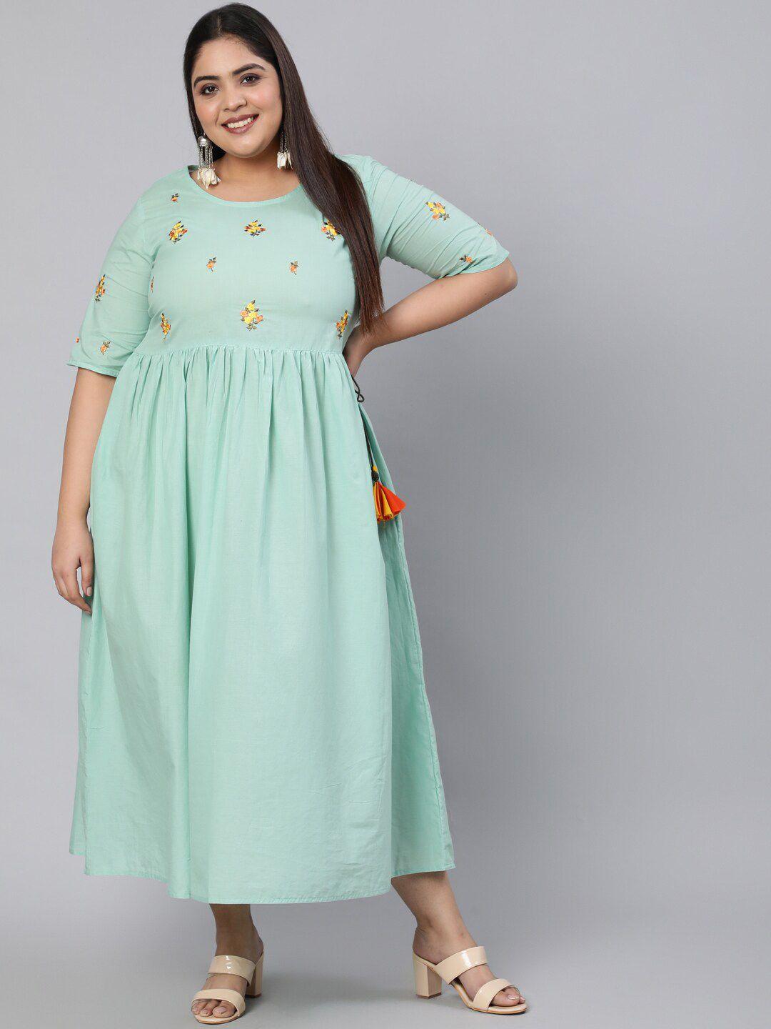 jaipur kurti plus size women sea green empire maxi dress