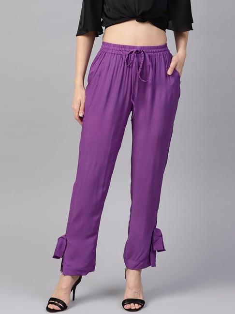 jaipur kurti purple regular fit trousers