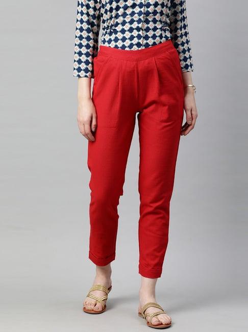 jaipur kurti red cotton pants