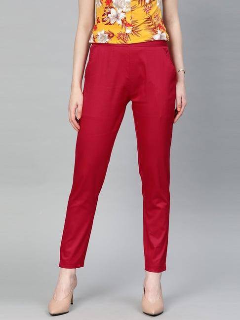 jaipur kurti red mid rise pants