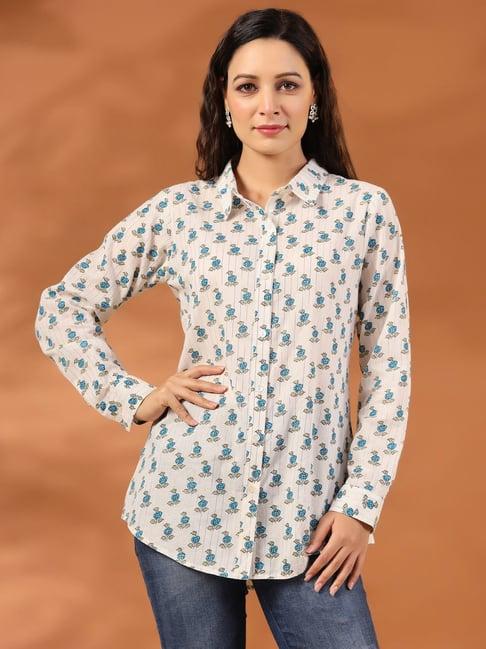 jaipur kurti turquoise printed shirt