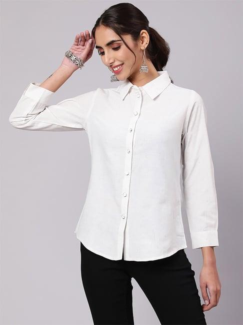 jaipur kurti white regular fit shirt