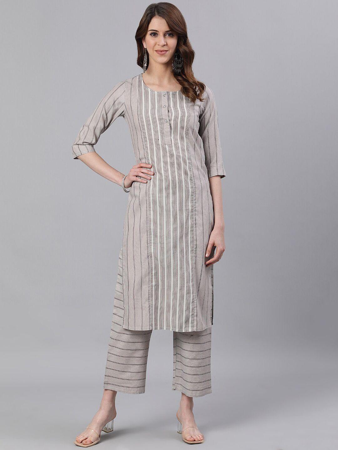 jaipur kurti women brown striped kurta with trousers