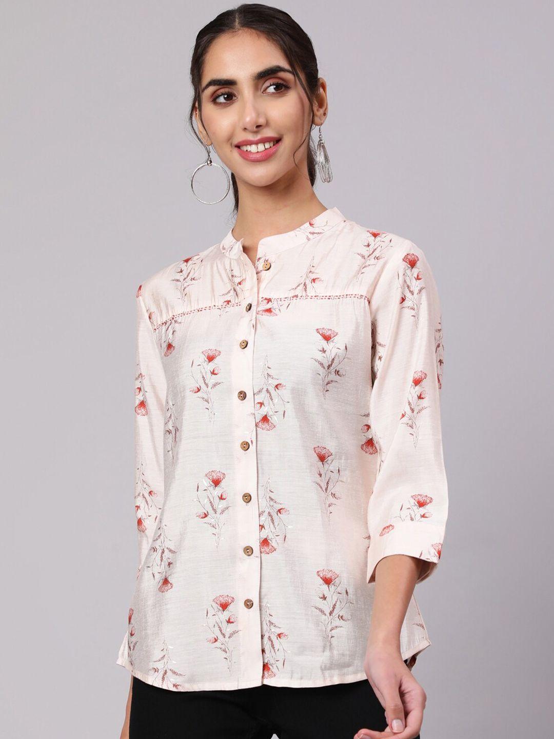 jaipur kurti women floral printed silk casual shirt