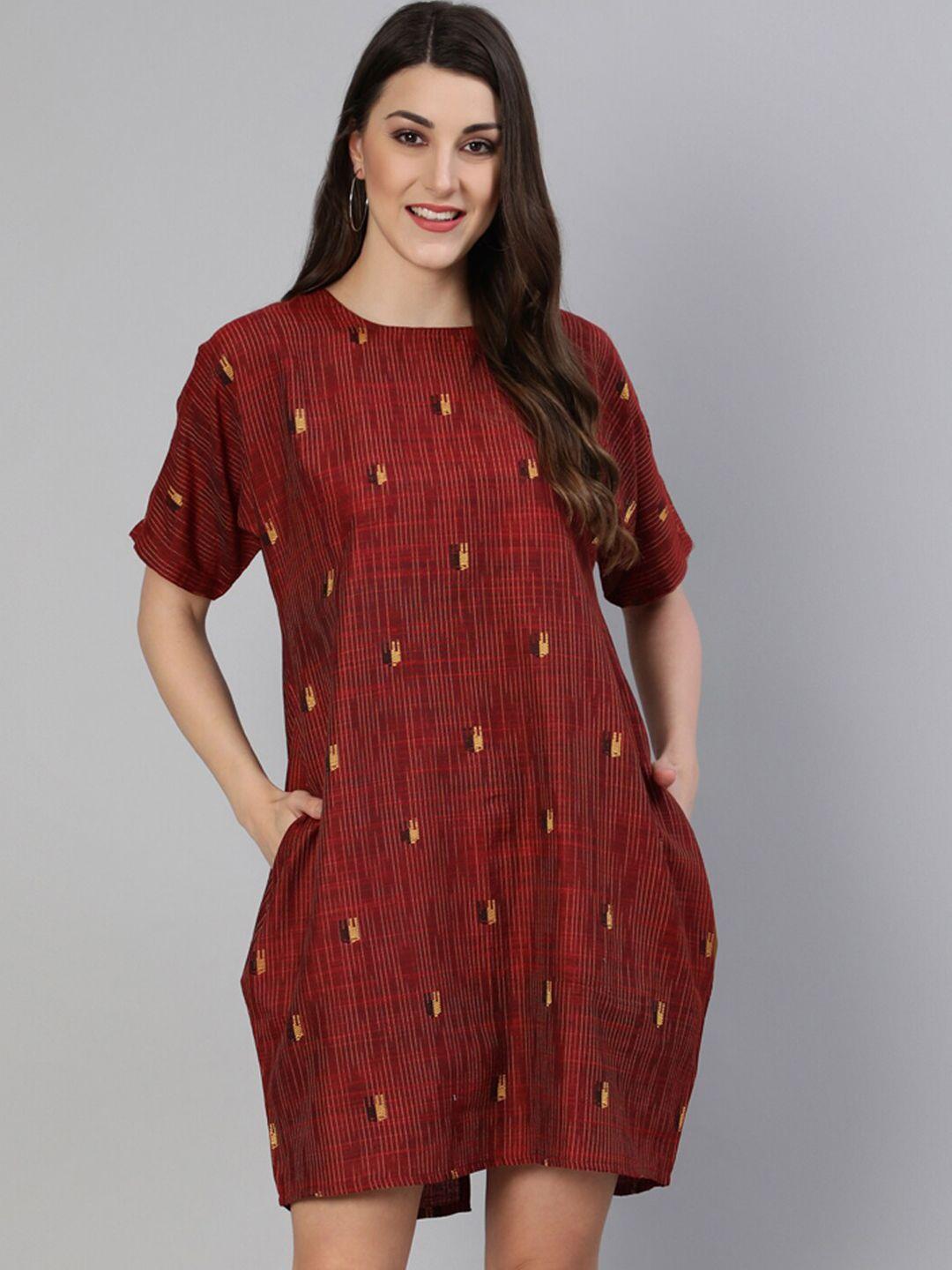 jaipur kurti women maroon a-line dress