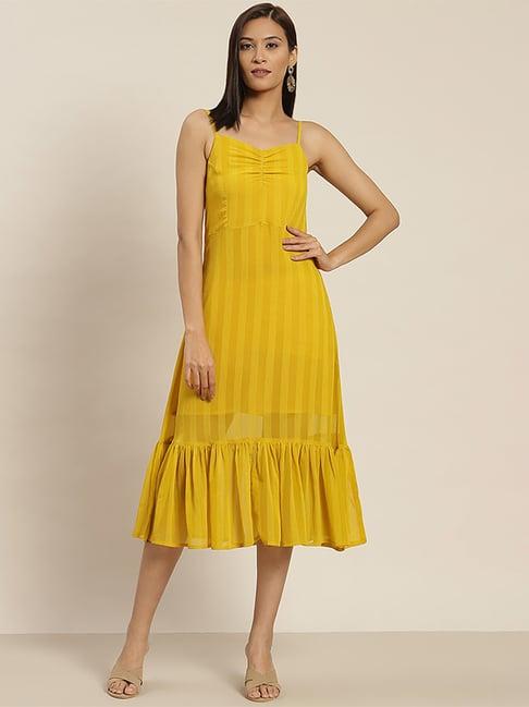 jaipur kurti yellow striped slip dress