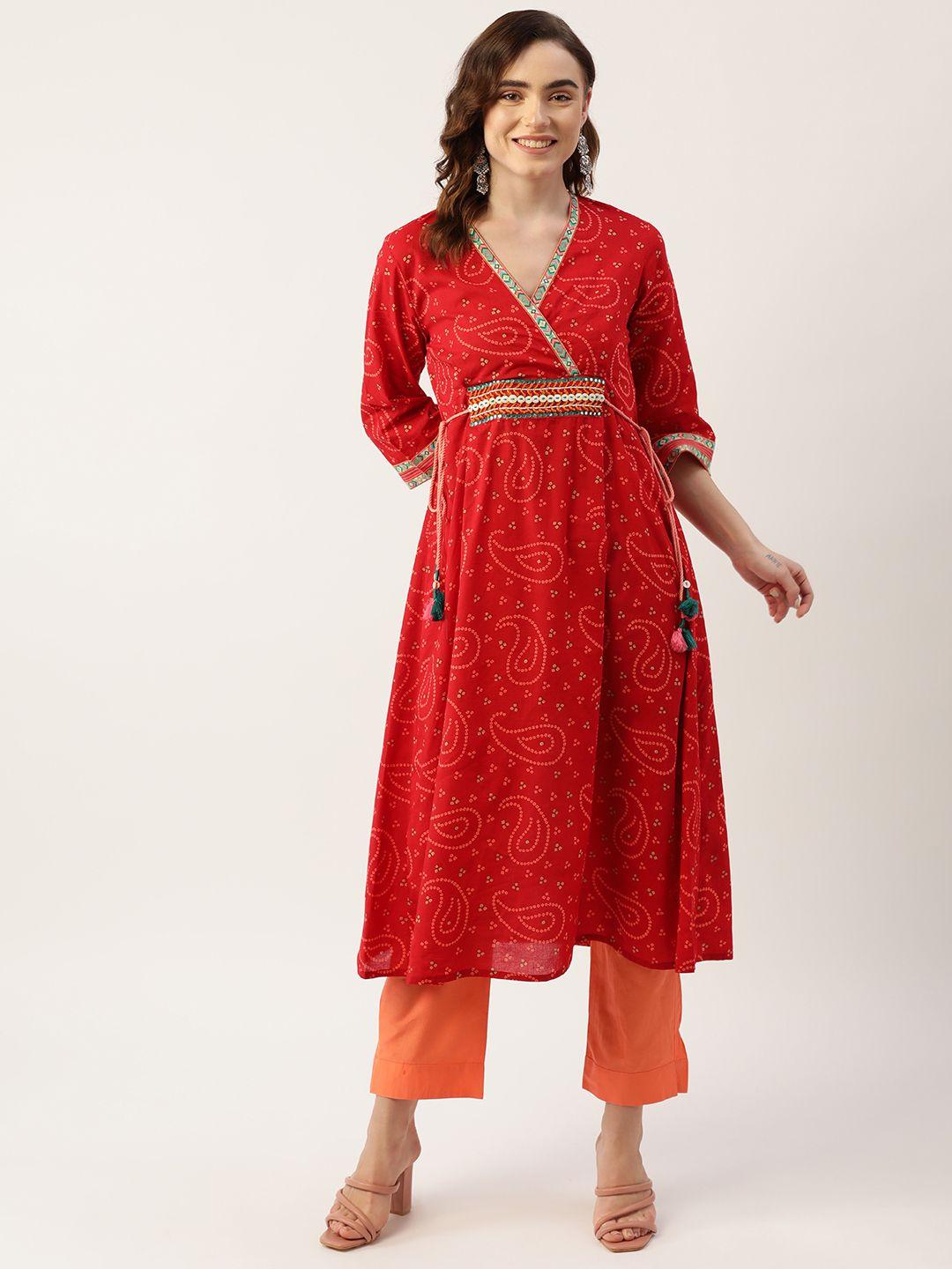 jaipur morni bandhani print pure cotton kurta with trousers