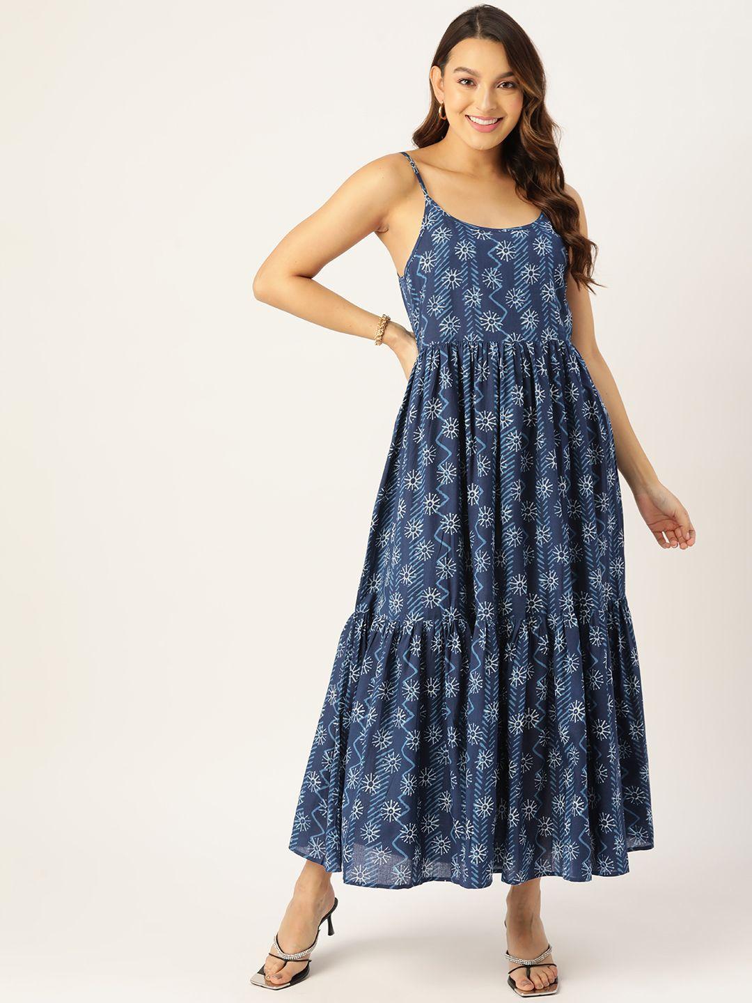 jaipur morni blue floral ethnic maxi dress