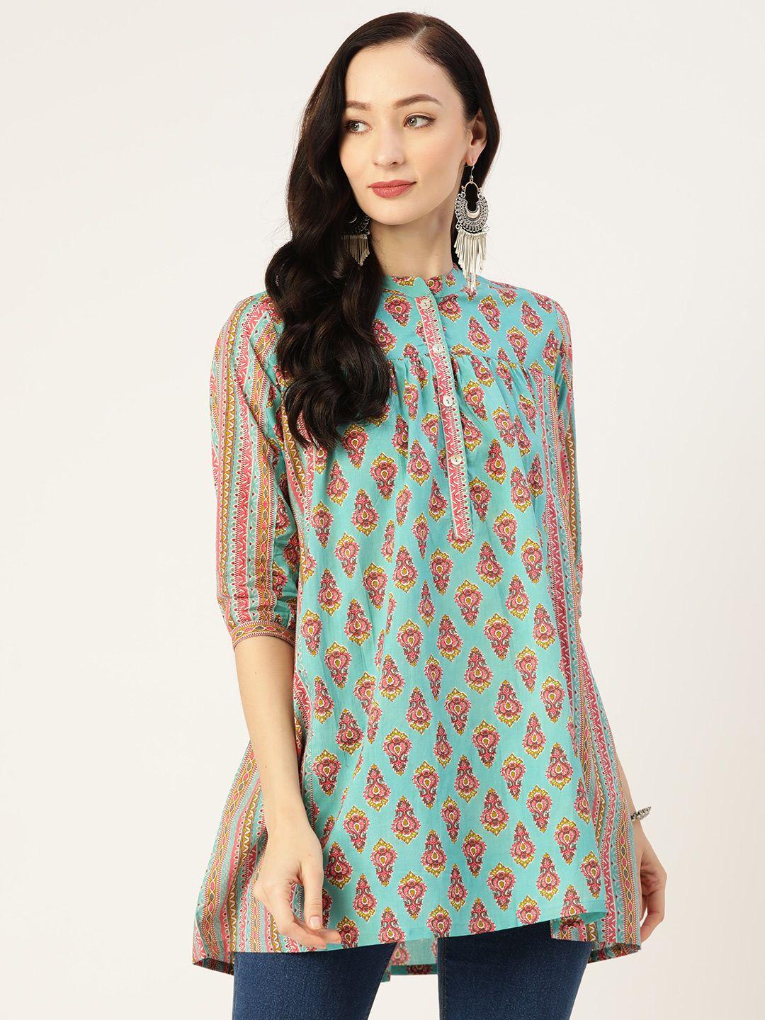 jaipur morni ethnic motifs print longline a-line top