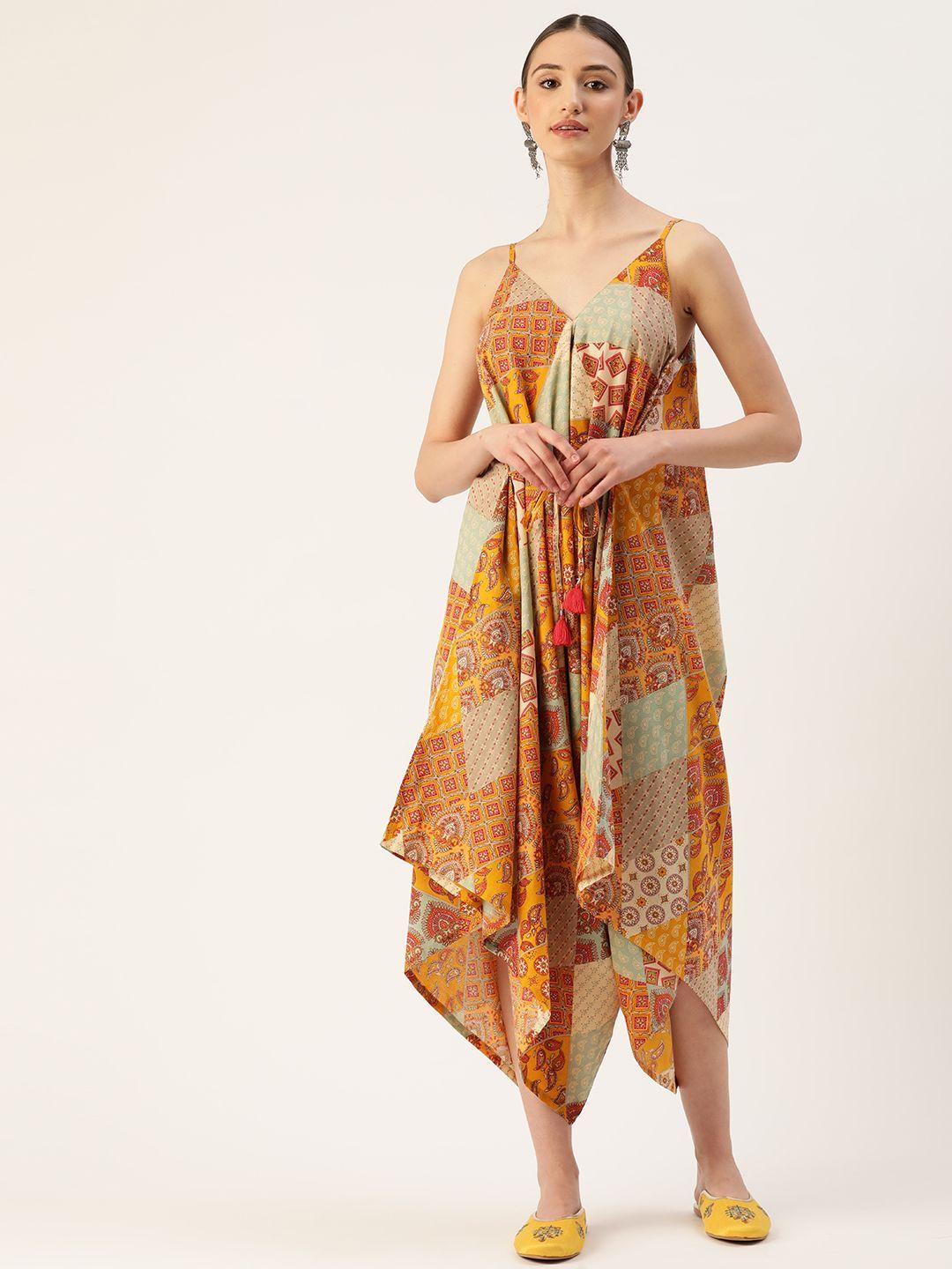 jaipur morni printed waist tie-ups culotte jumpsuit