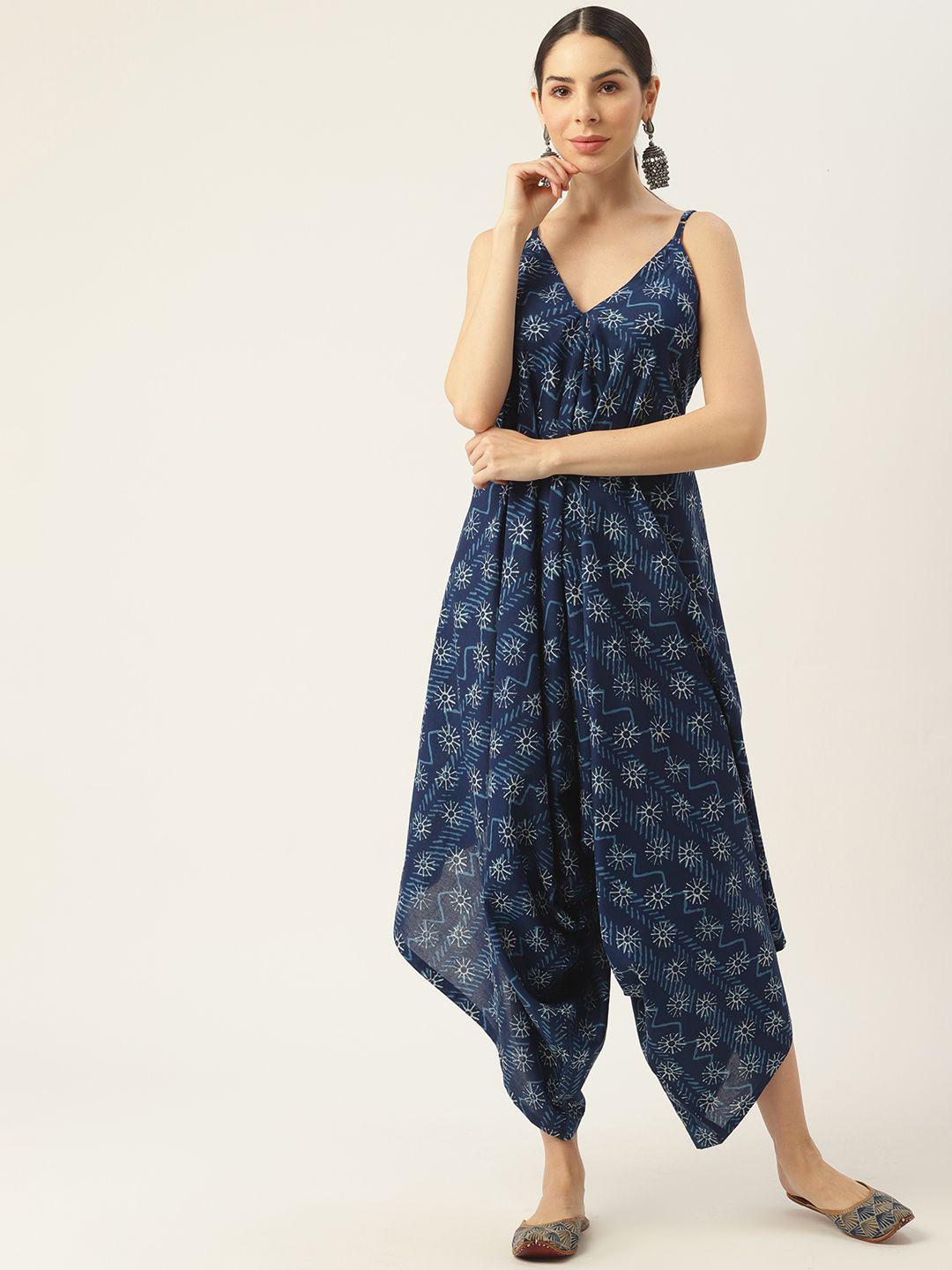 jaipur morni pure cotton printed basic jumpsuit