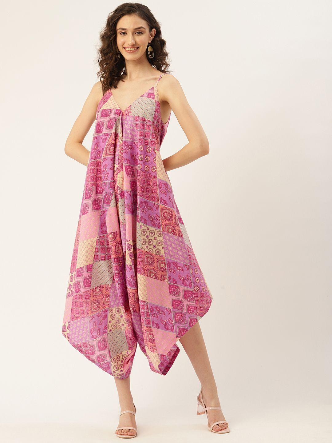 jaipur morni pure cotton printed culotte jumpsuit