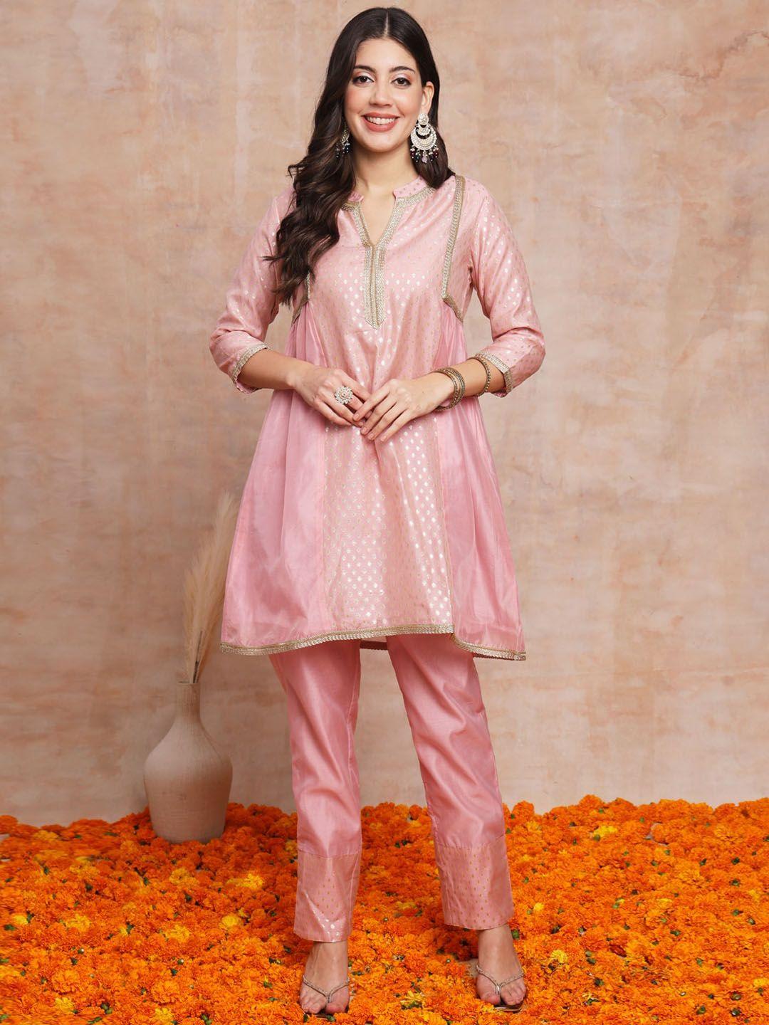 jaipur prime woven design a-line kurta with trousers & with dupatta