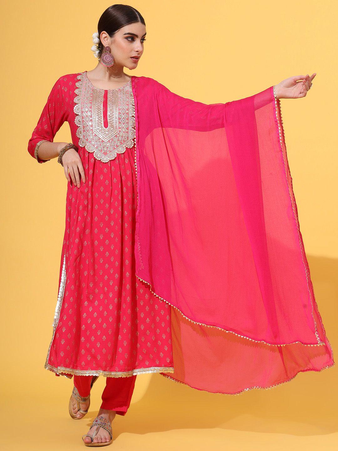 jaipur prime yoke design regular kurta with trousers & dupatta