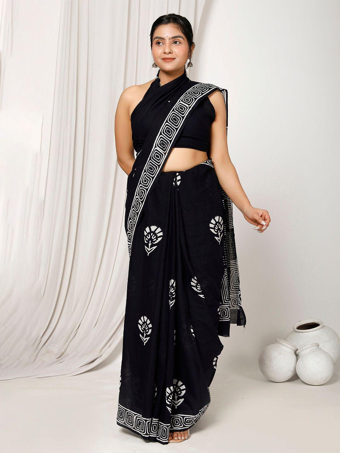 jaipuri block print ethnic motifs printed pure cotton block print saree