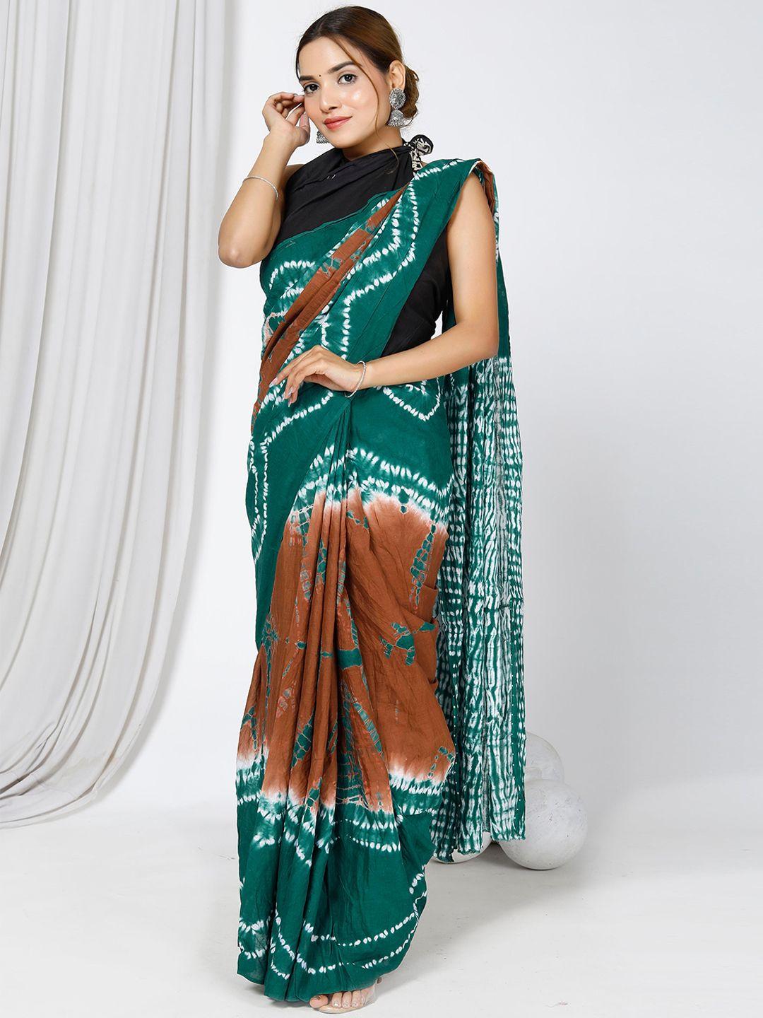 jaipuri block print bandhani printed pure cotton saree