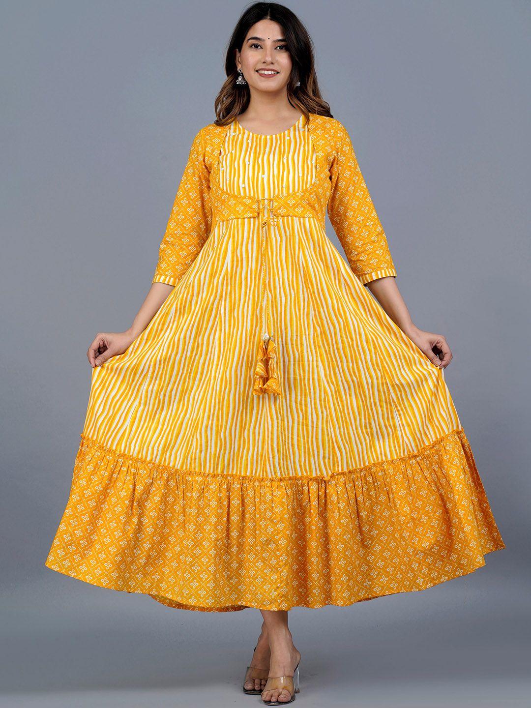 jaipuri collection ethnic motifs printed a-line ethnic dress
