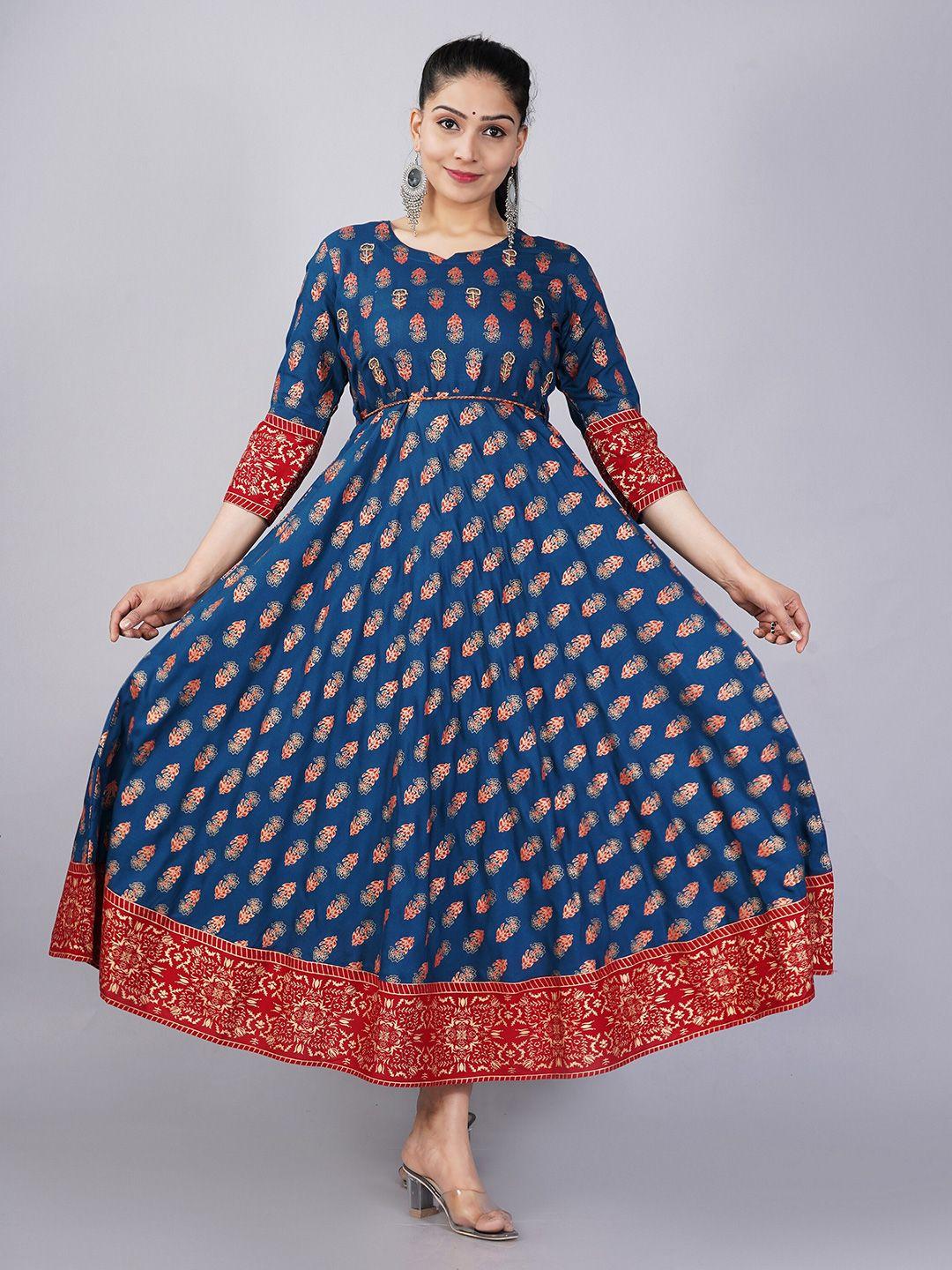 jaipuri collection ethnic motifs printed maxi length gown ethnic dress