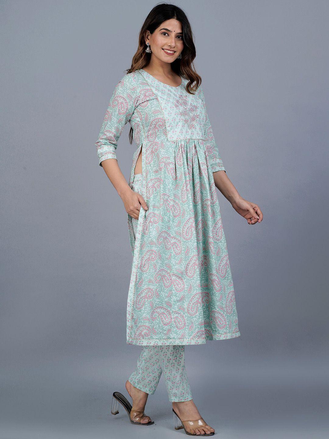 jaipuri collection ethnic motifs printed pure cotton kurta with trouser