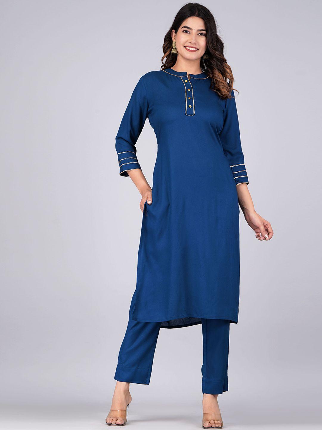 jaipuri collection regular gotta patti kurta with trousers