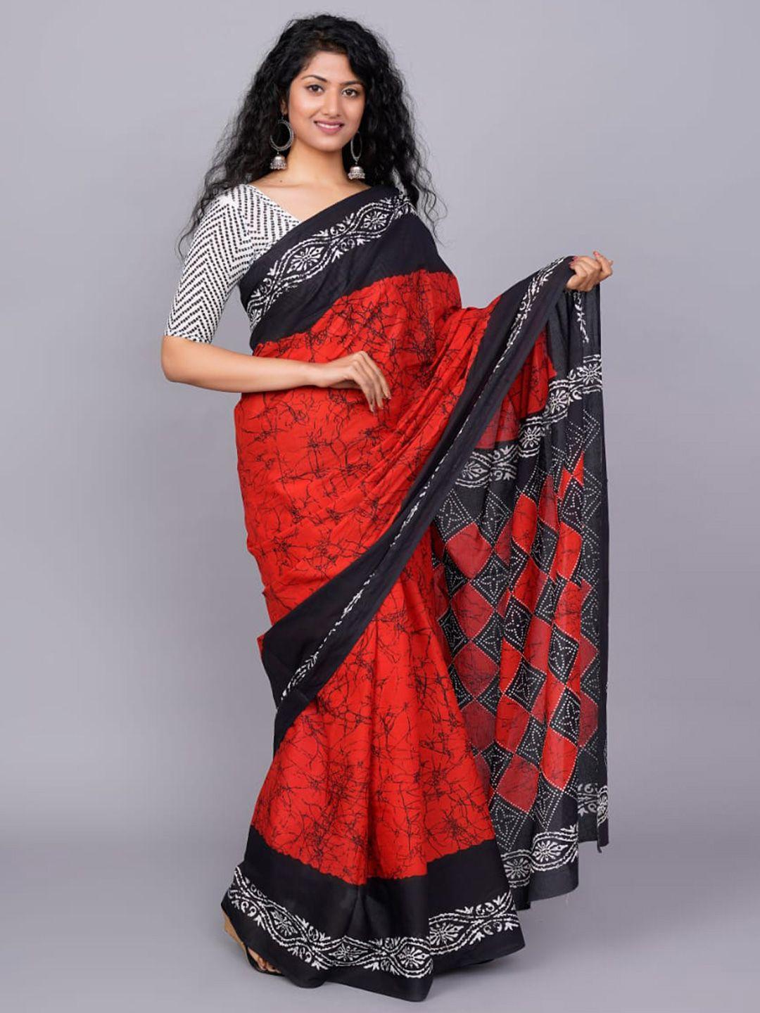 jalther abstract printed pure cotton saree