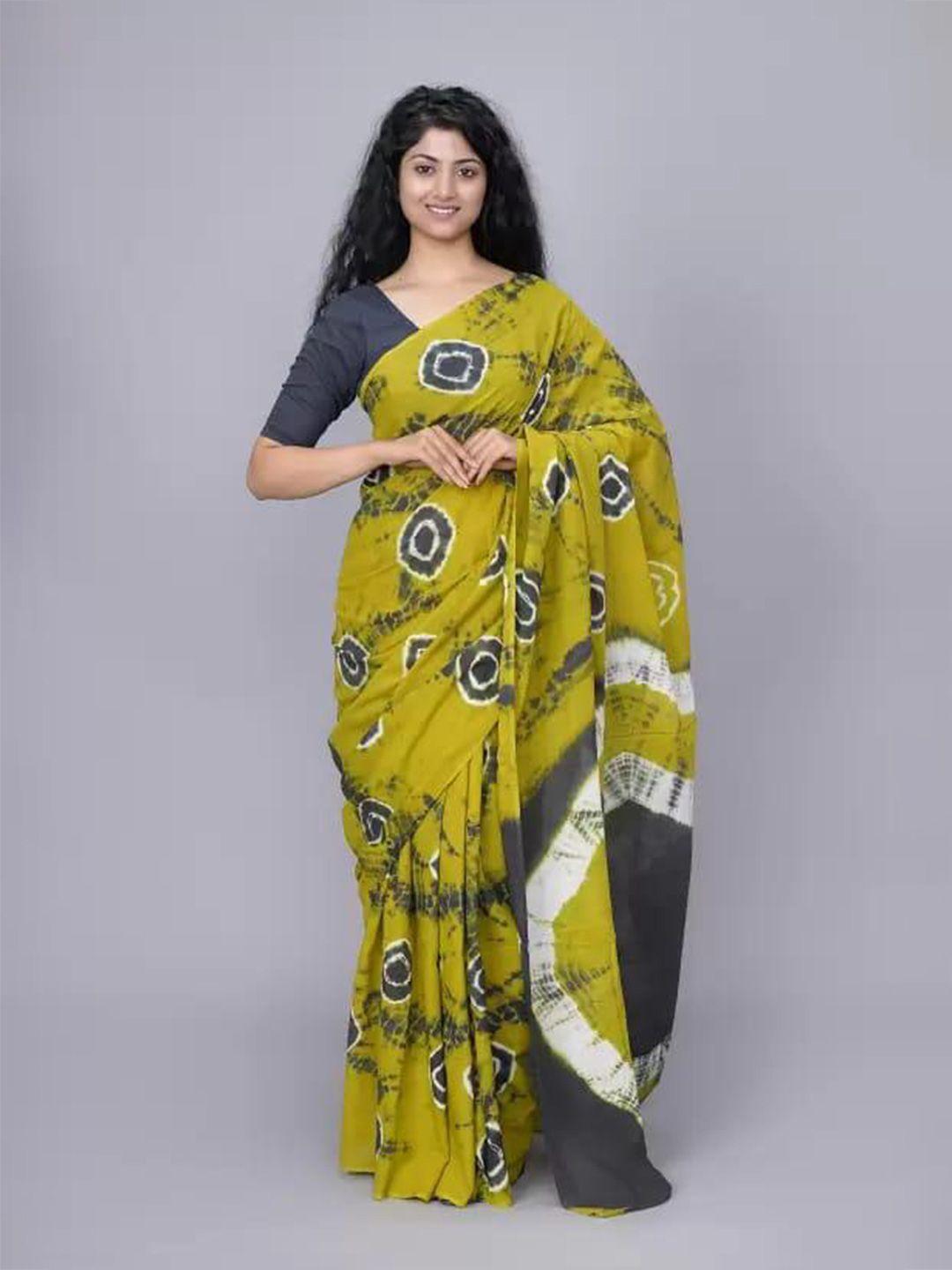 jalther bandhani pure cotton block print saree