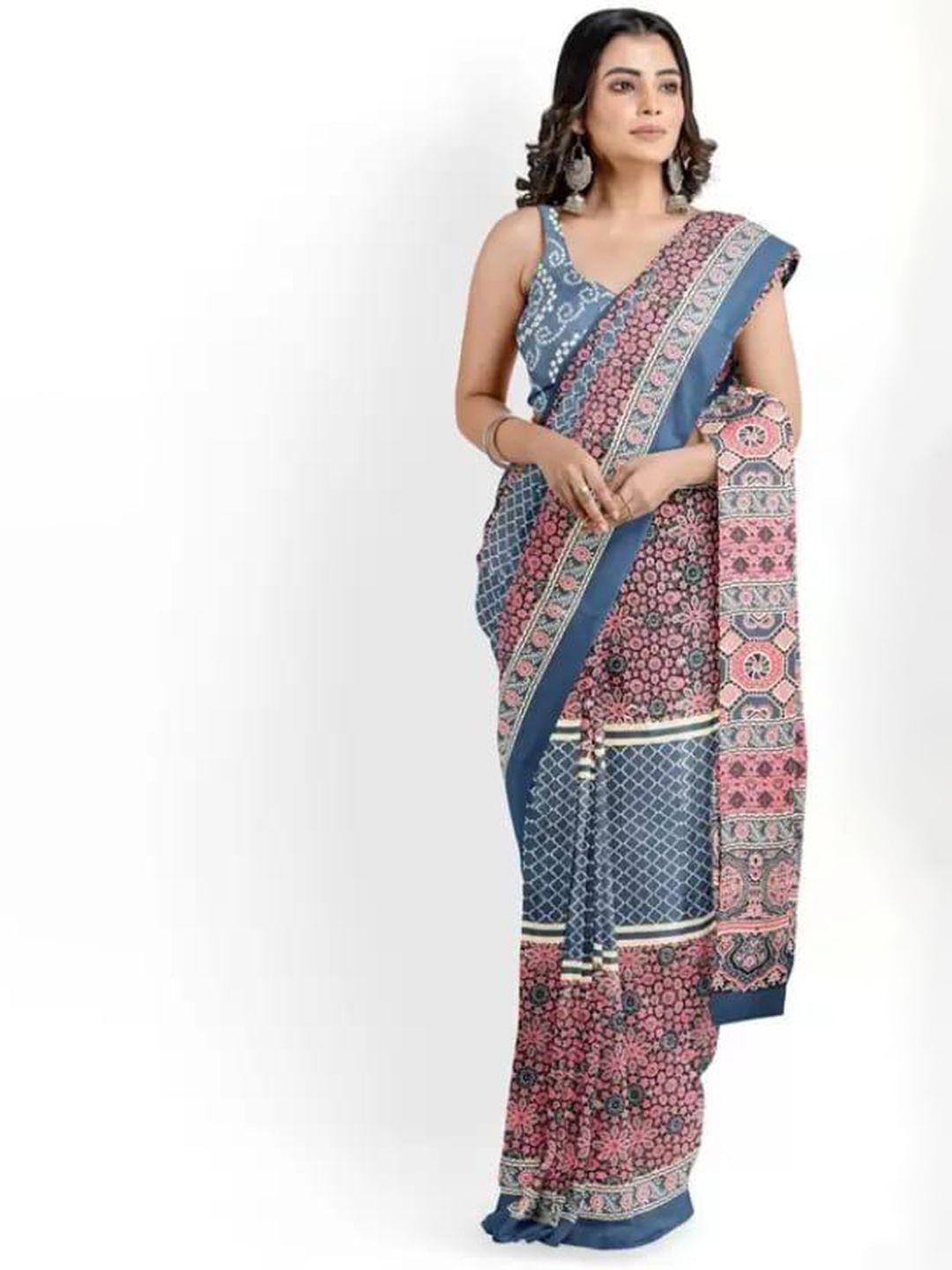 jalther ethnic motifs block print saree