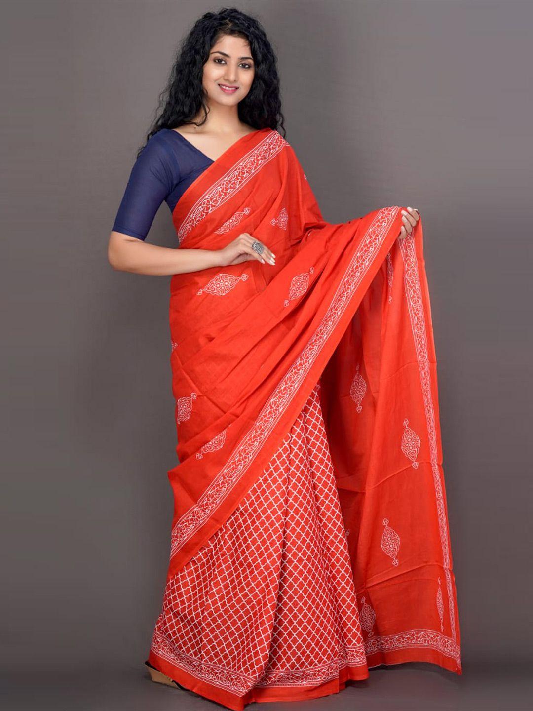jalther ethnic motifs printed pure cotton saree