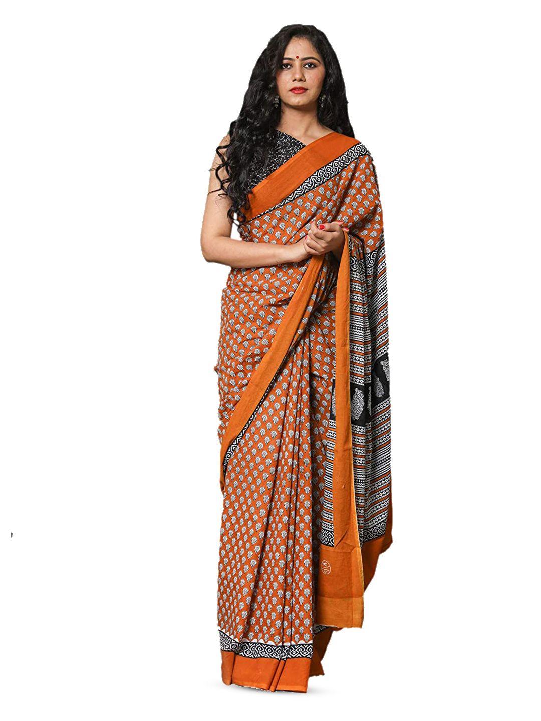 jalther ethnic motifs printed pure cotton saree