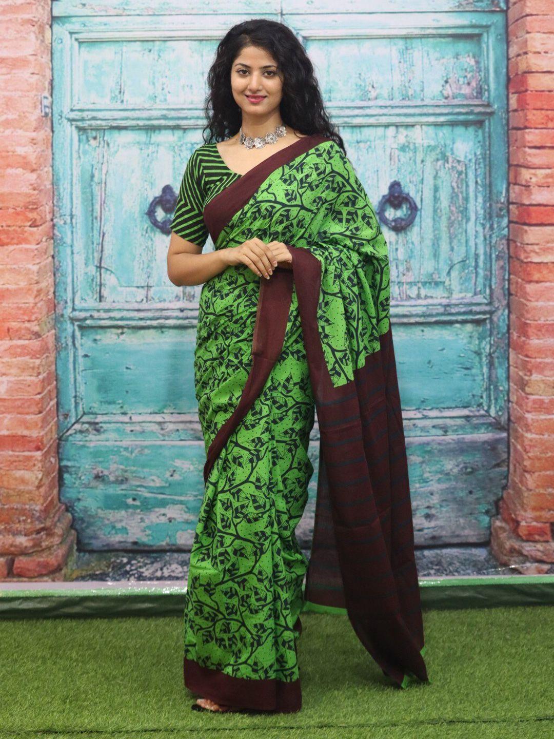 jalther ethnic motifs pure cotton handloom block print saree