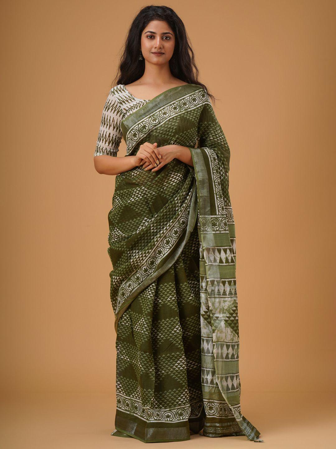 jalther ethnic motifs zari block print saree