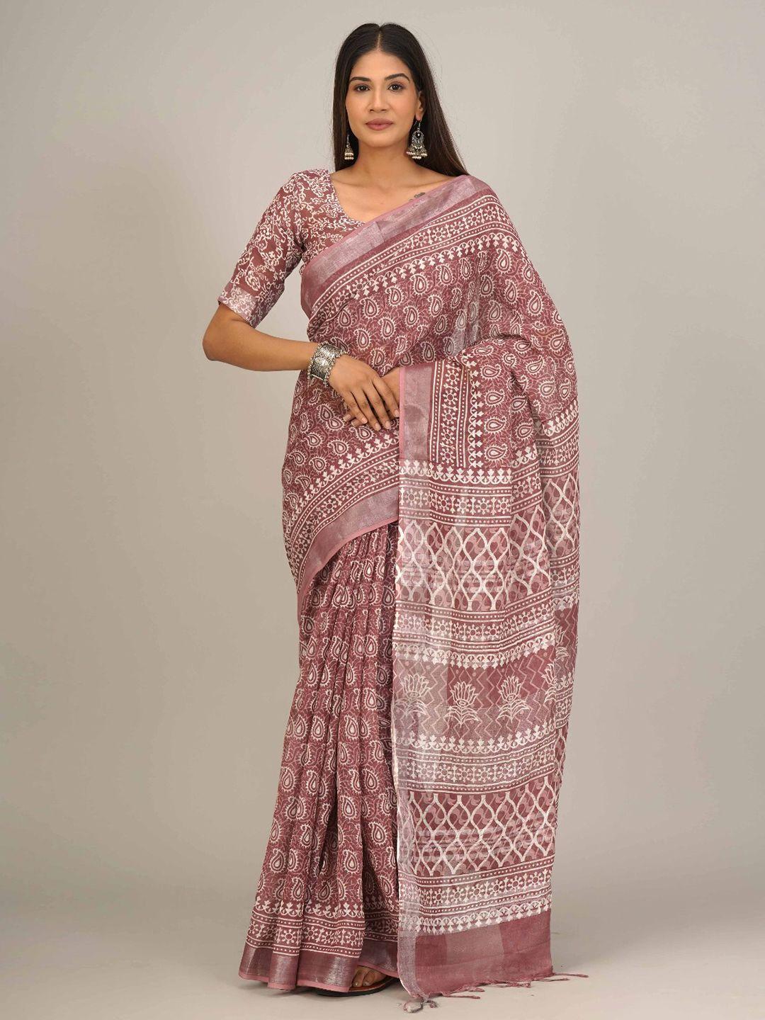 jalther ethnic motifs zari block print saree