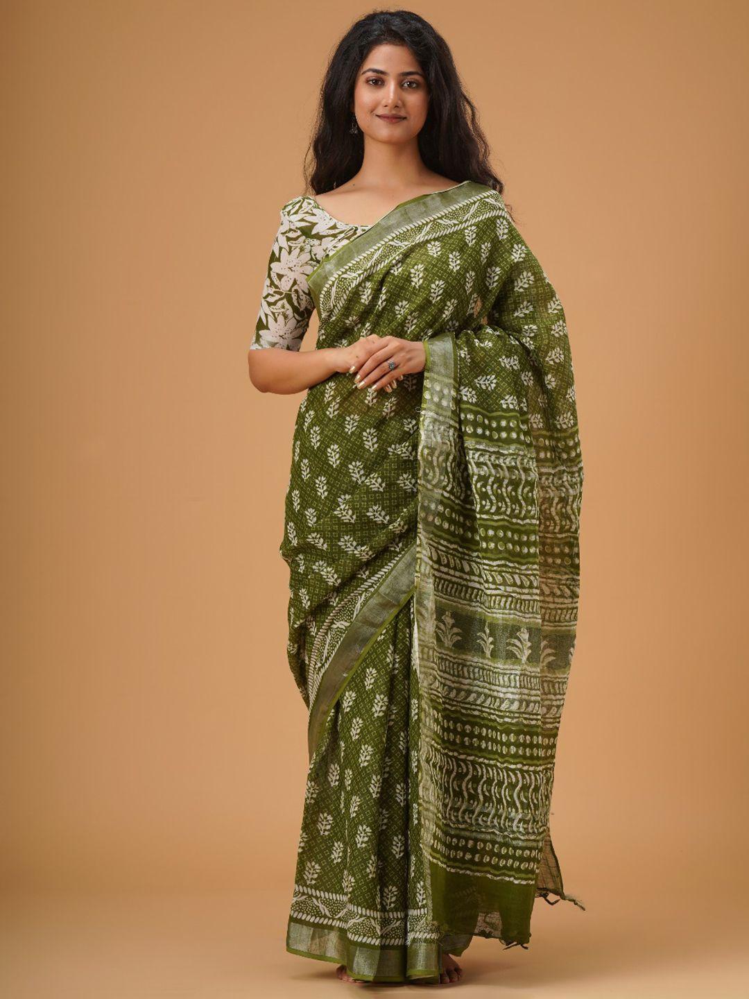 jalther ethnic motifs zari block print saree