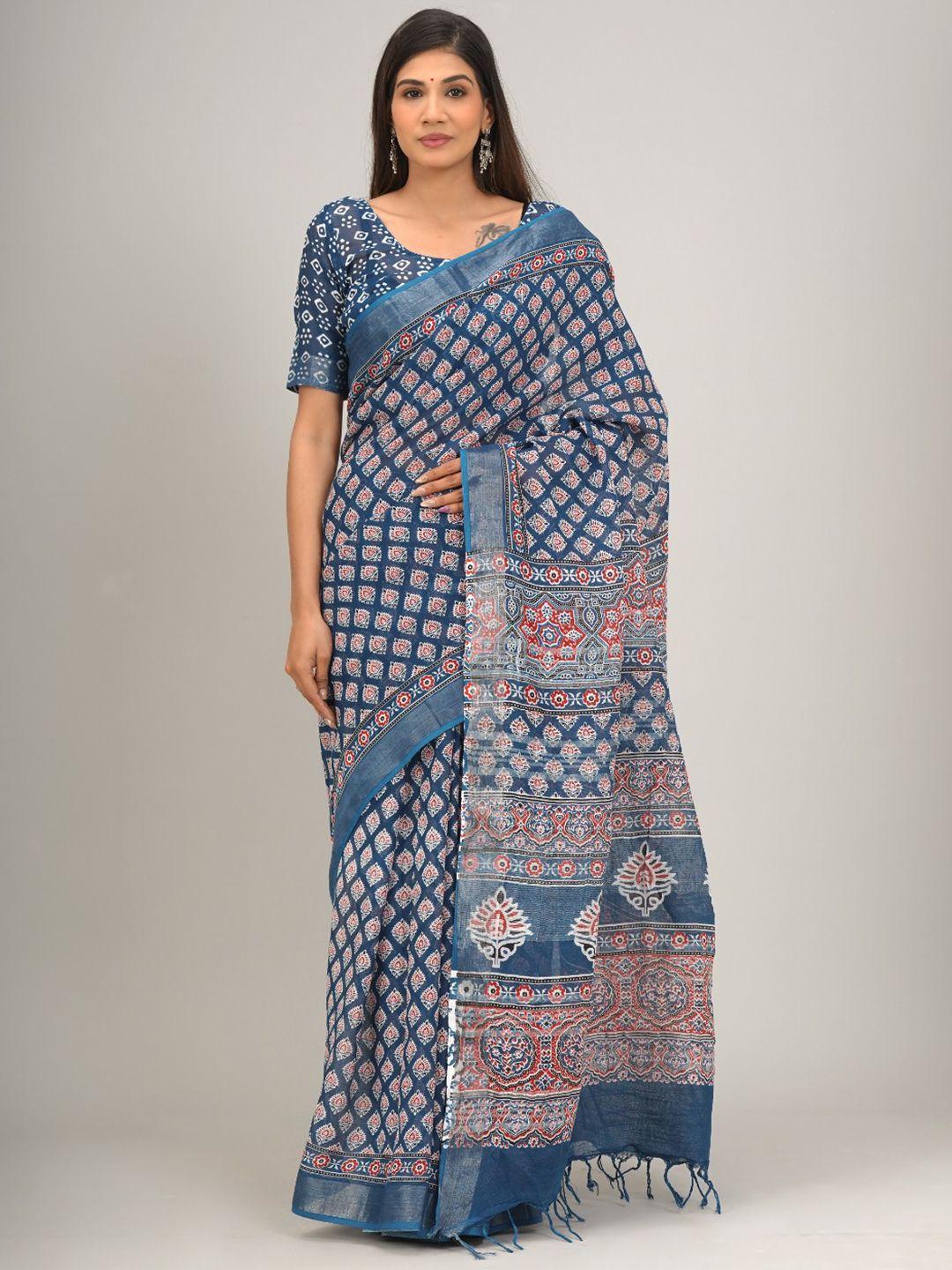 jalther ethnic motifs zari block print saree