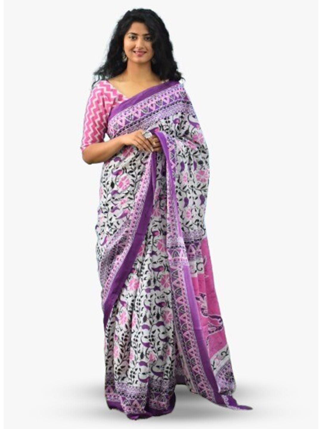 jalther floral printed pure cotton saree