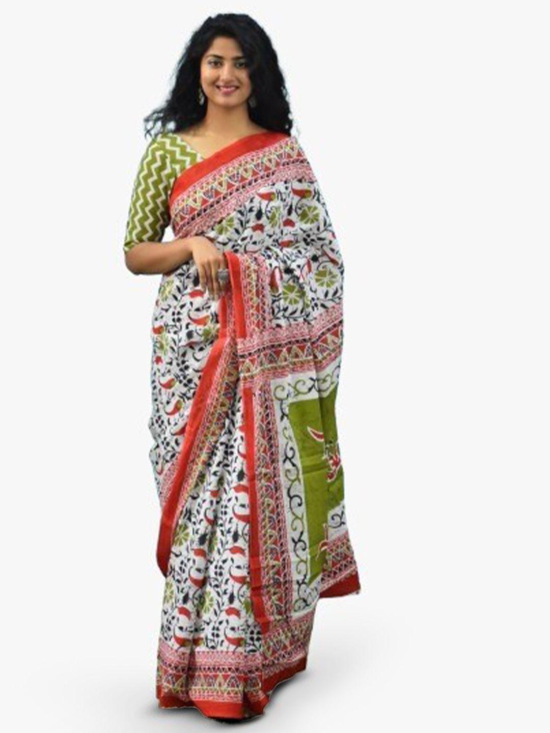 jalther floral printed pure cotton saree