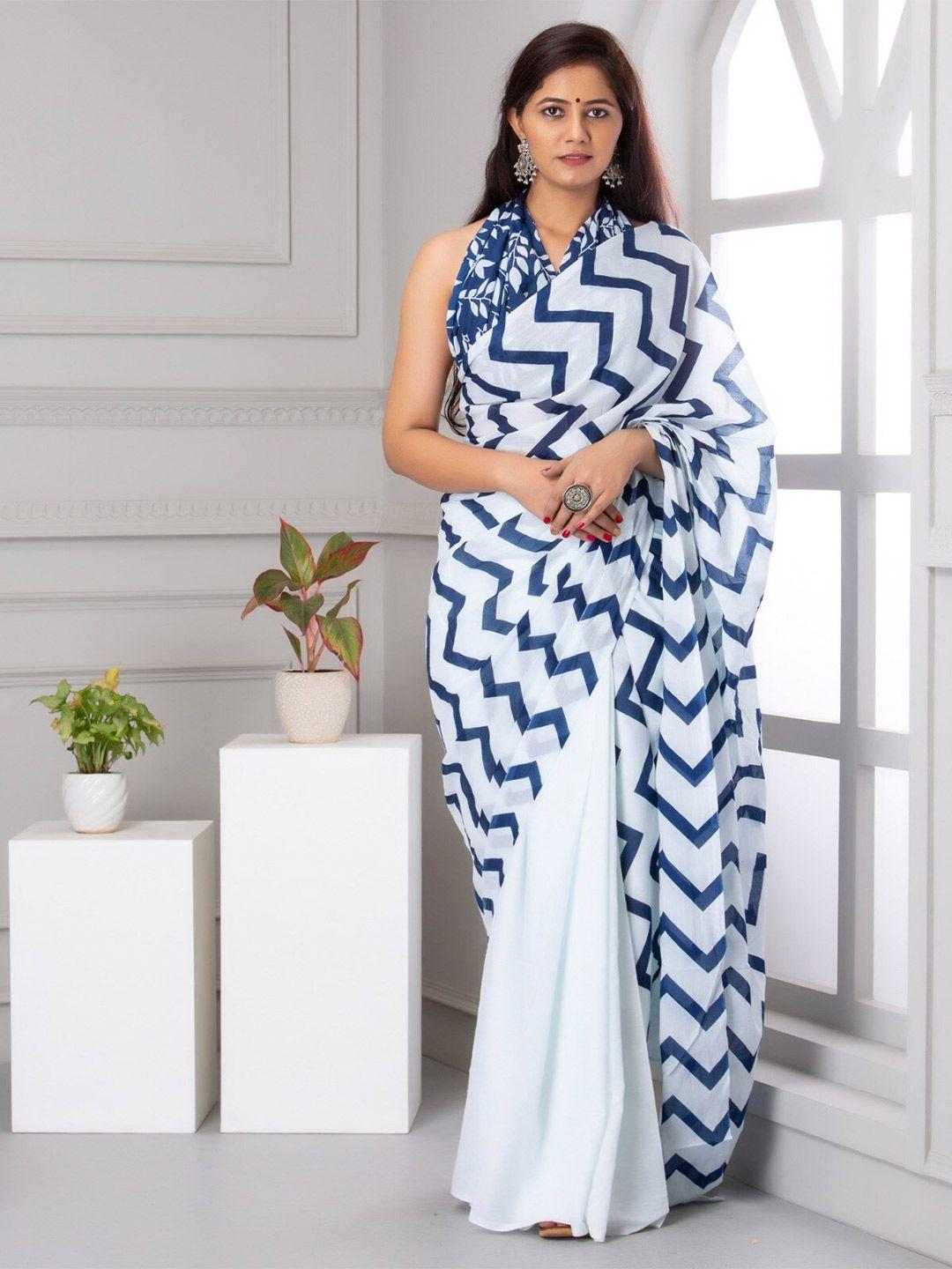 jalther pure cotton half and half block print saree