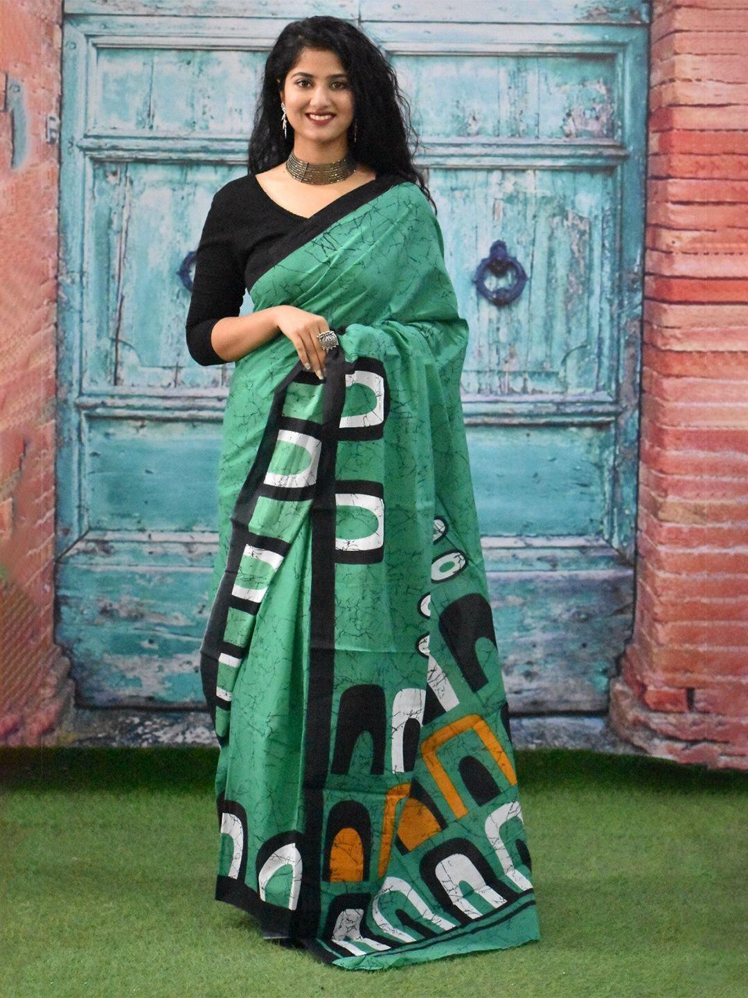 jalther pure cotton handloom block print saree