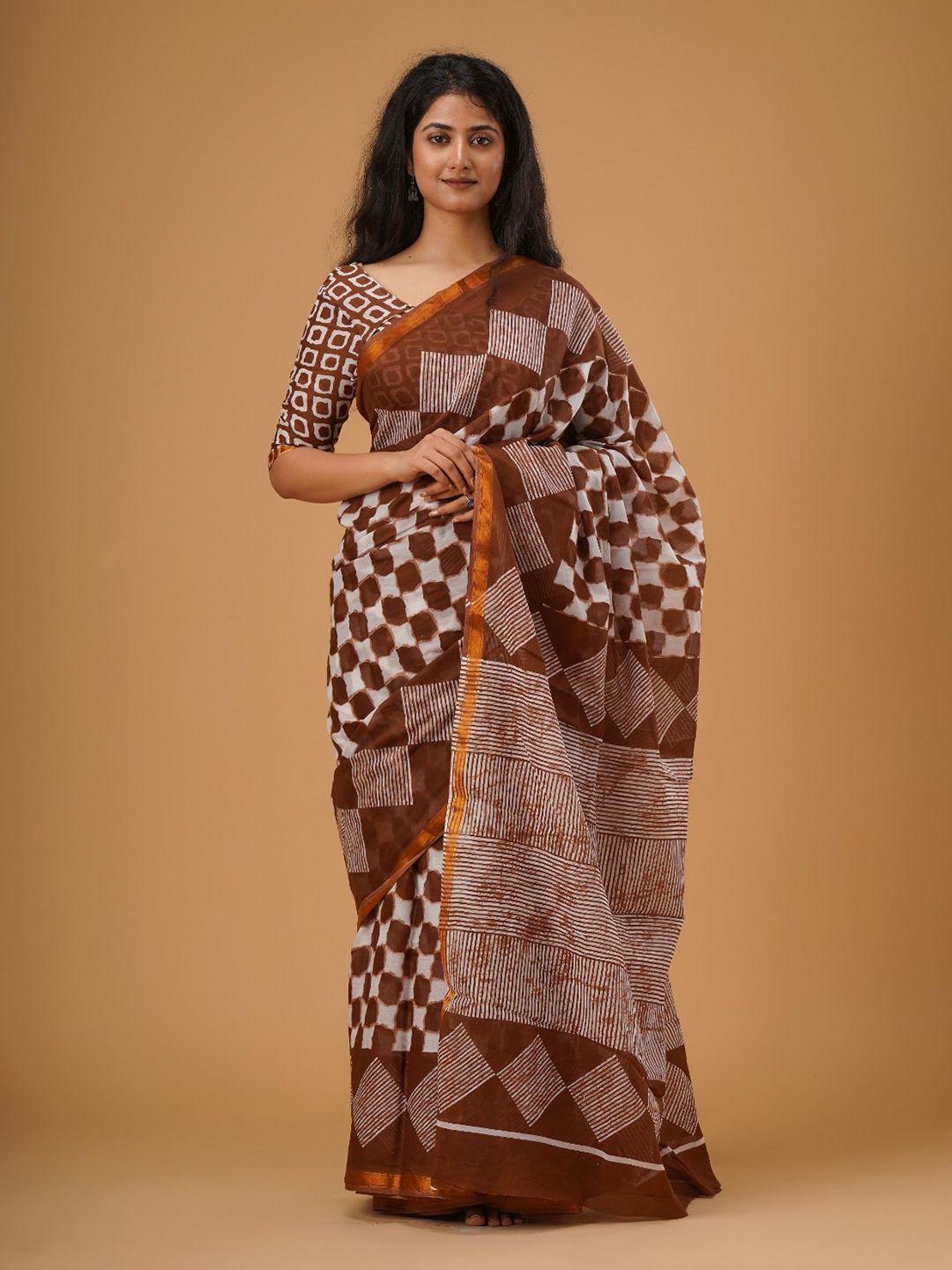 jalther pure cotton printed zari saree