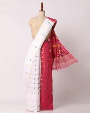 jamdani cotton with contrast pallu