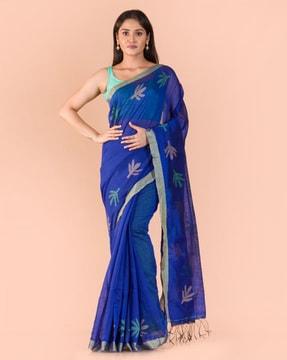 jamdani saree with contrast border