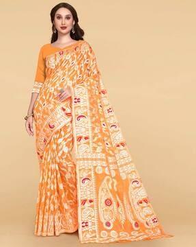 jamdani saree with floral woven motifs
