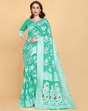 jamdani saree with floral woven motifs