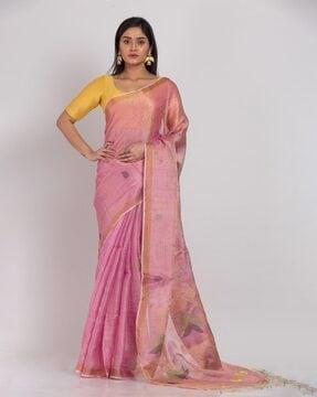 jamdani traditional saree with tassels