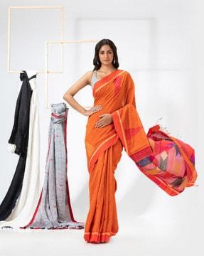 jamdani weave saree with blouse piece